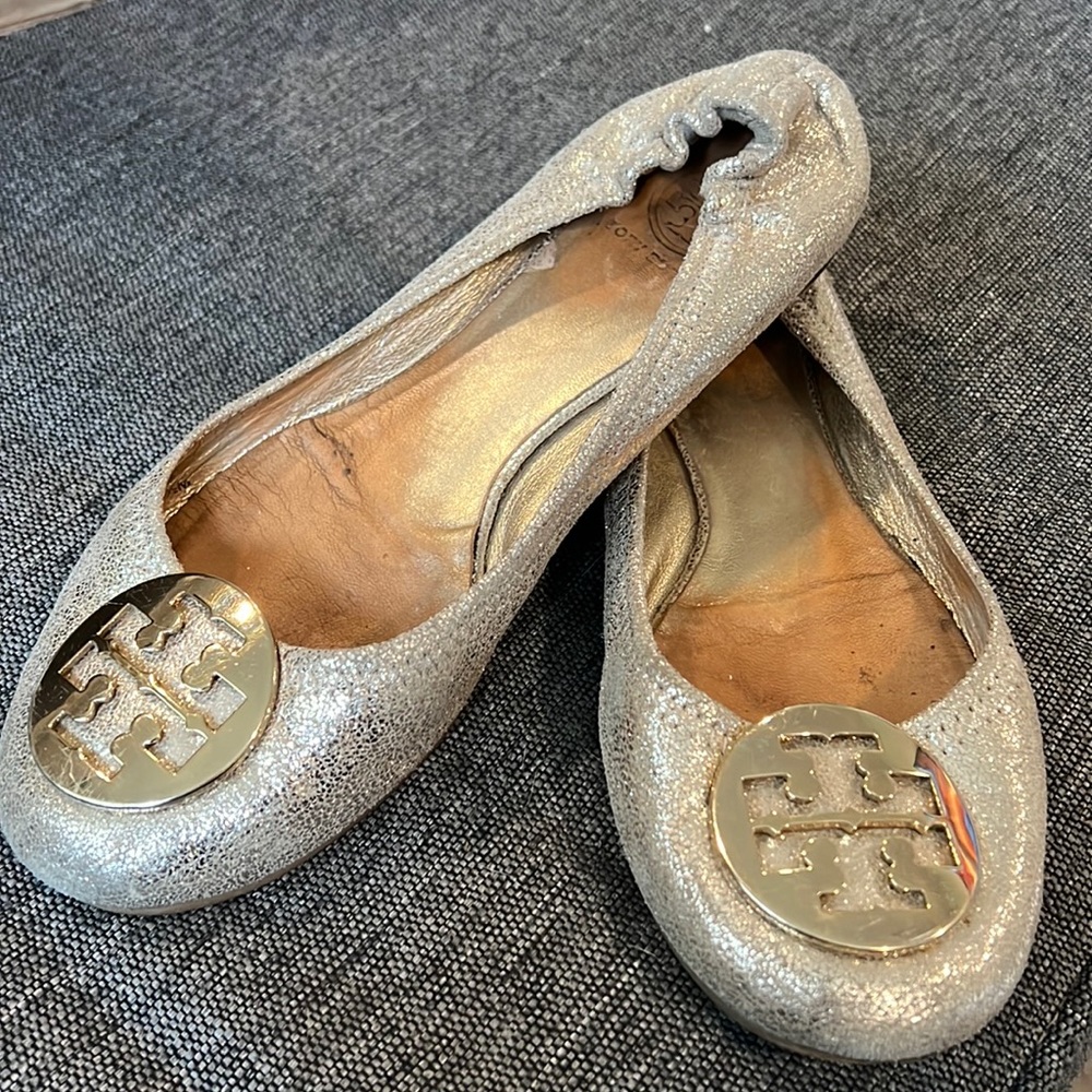 Tory Burch Gold Flats